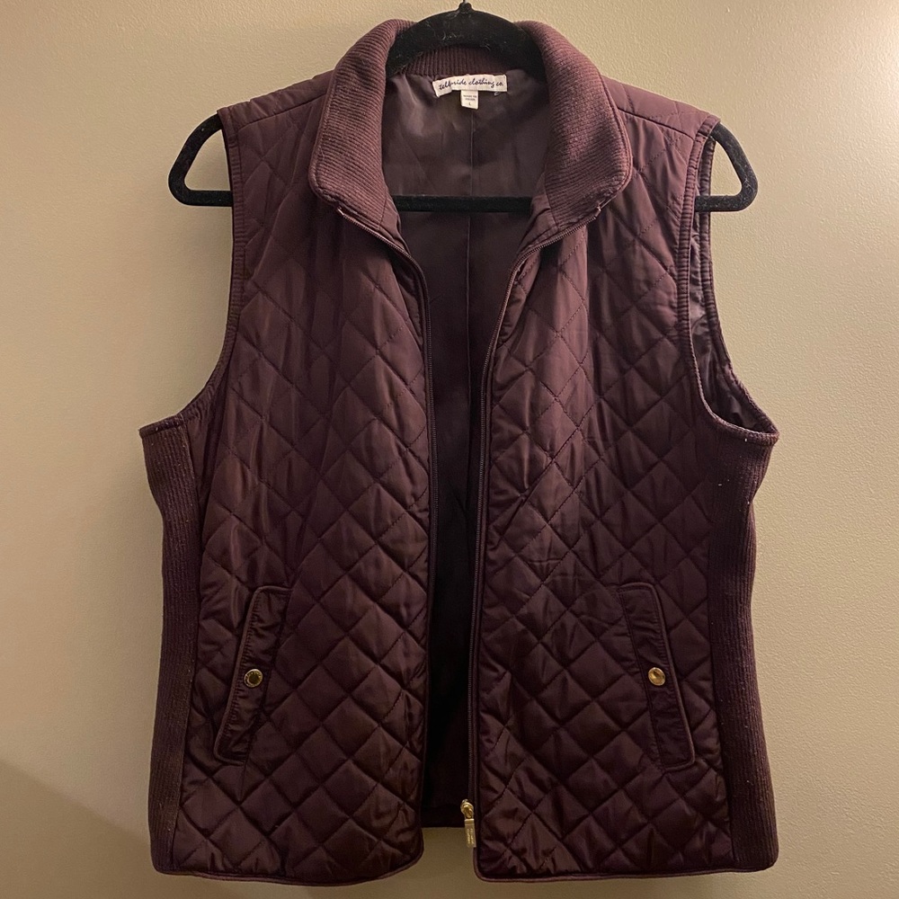 Plum colored quilted vest